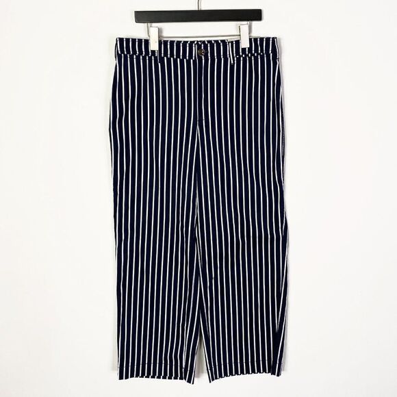 NEW Chico's Classic Blue and White Striped Wide Leg Crop Pants 570284072 - Picture 1 of 6
